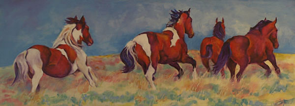 Wild horse painting - oil on masonite